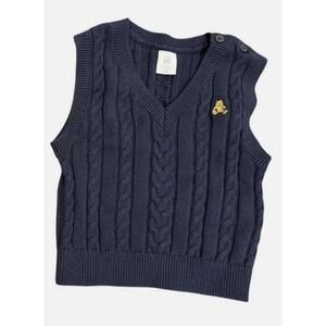 Gap Baby Cable Knit Sweater Vest Dark Blue 6-12 month NWT
